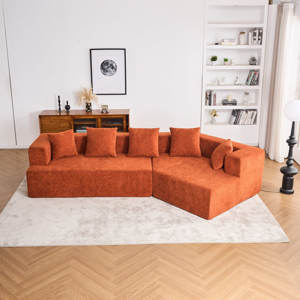 Memory Foam Couch, No Installation & Easy to Transport, Deep Seat Modern Sofa with Chenille Fabric, Couch for Living Room, Bedroom, Apartment, Home Office