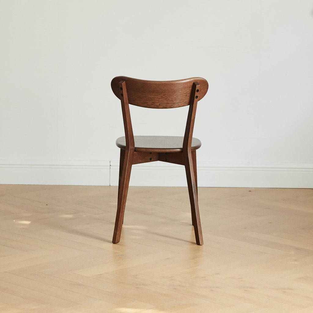 Natural Oak Dining Chair Set of 2 - Solid Wood, Walnut Finish, 46.5 * 54 * 80cm