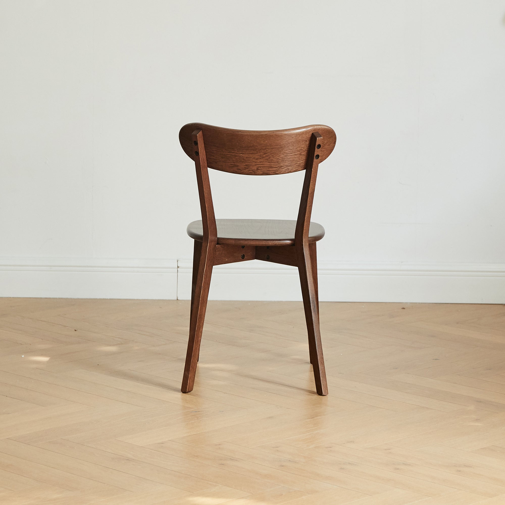 Natural Oak Dining Chair Set of 2 - Solid Wood, Walnut Finish, 46.5 * 54 * 80cm