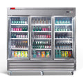 82" Commercial Stainless Steel Upright Display 3 Section Merchandiser Refrigerator (SAK15724)