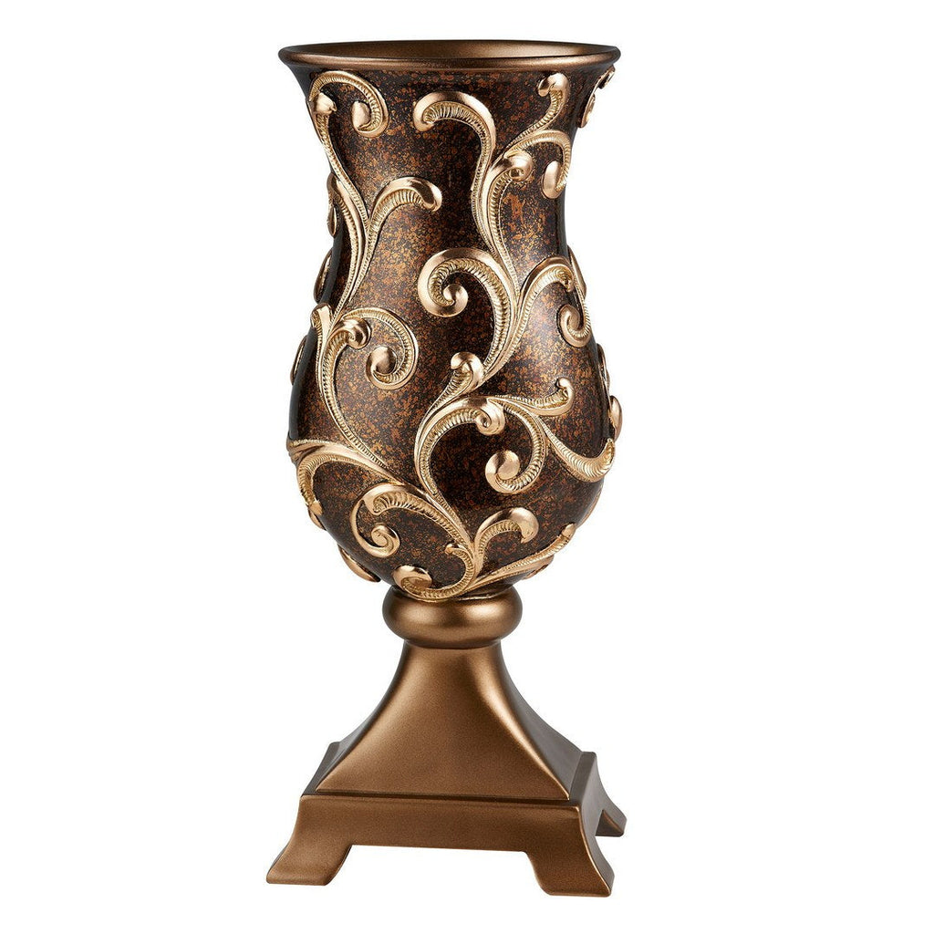 19.75" Tall Decorative Vase "Odysseus" Baroque Style w/ Gold Floral Filigree