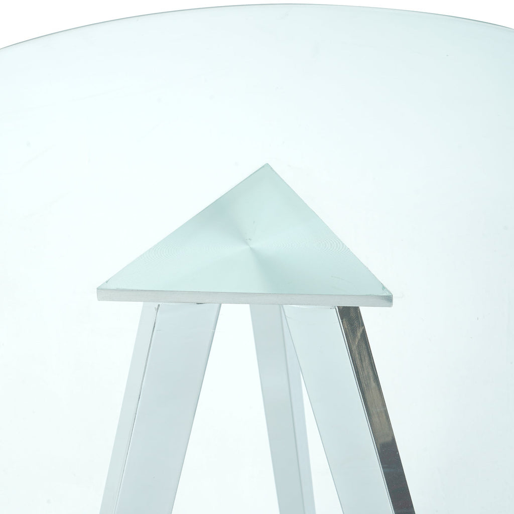 Modern Kitchen Glass dining table ROUND Tempered Glass BAR Table top,Clear BAR Table Metal Legs,electroplated legs (set of 1)