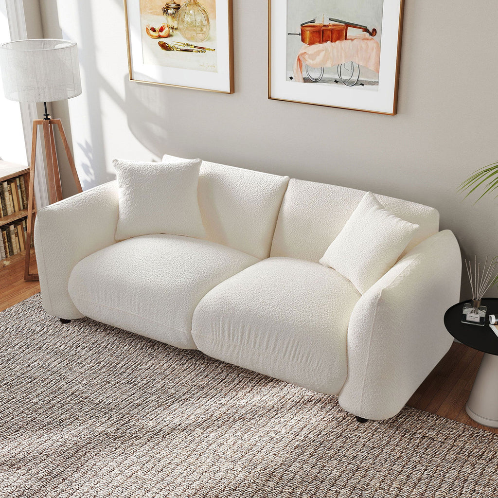Mid Century Modern Couch 2-Seater Sofa for Livingroom, Beige