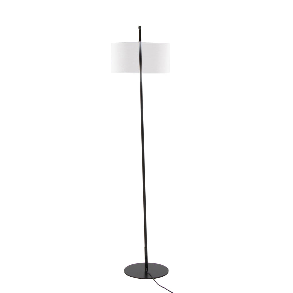 Daniella-Salon 70' Contemporary Floor Lamp in Black Metal and White Shade with Gold Accent by LumiSource