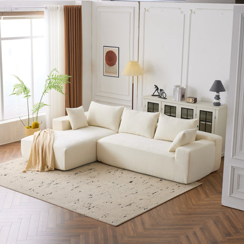 108*68 inch extra-deep modular sofa, cloud sofa, 4-person sofa, sitting and sleeping, living room Chenille modular sofa, no need to assemble, white