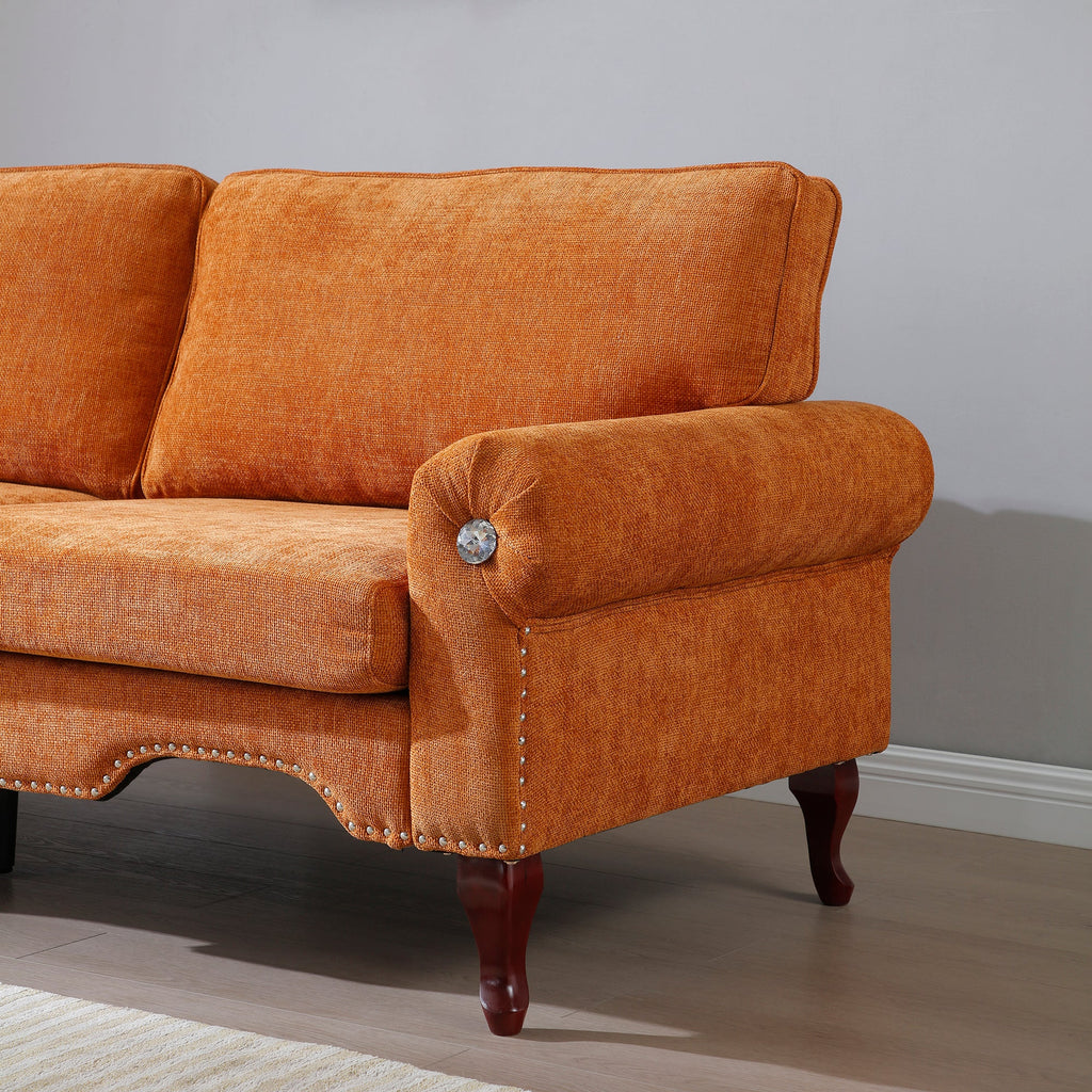 2 Piece Sectional Sofa Set with Movable Pillows, 5 Seat Convertible Couch Sets, Upholstered Sofa for Living Room Office, Bedroom & Apartment, Orange