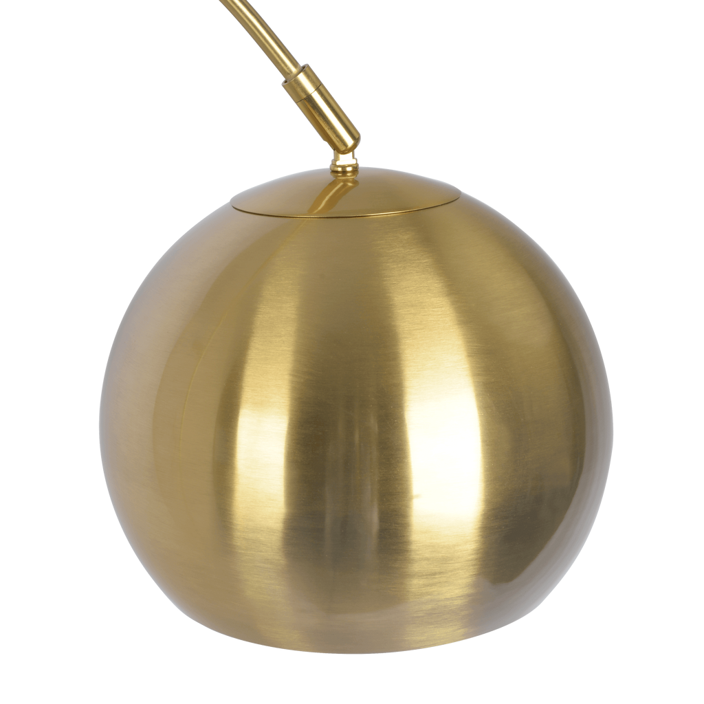 Oasis Long Arm Gold Brass Adjustable Floor Lamp with Round White Marble Base