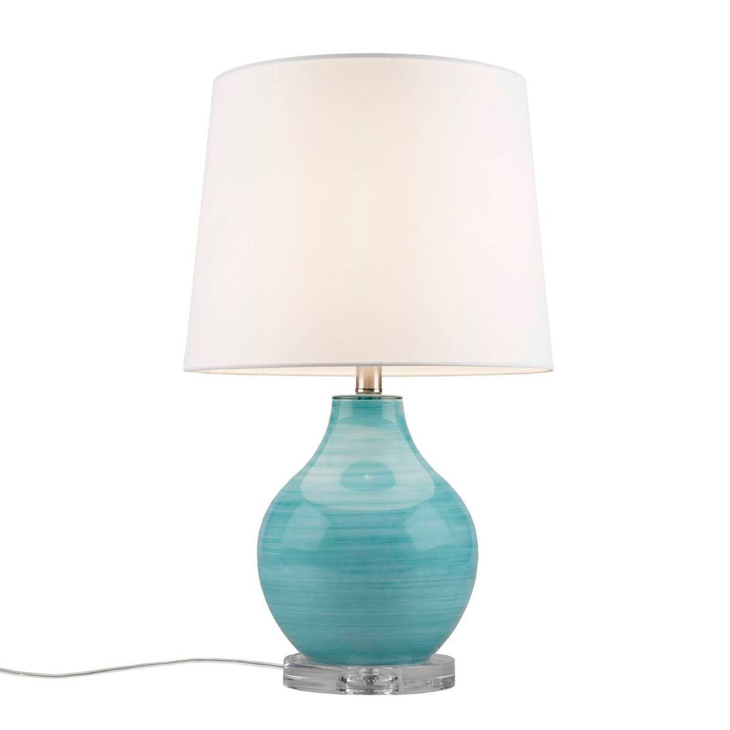 Blue Aqua Swirl Blown Glass Table Lamp Aqua See below