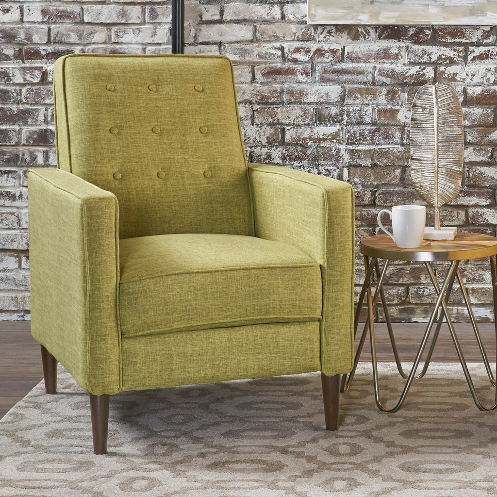 Macedonia Mid-Century Modern Button Tufted Fabric Recliner
