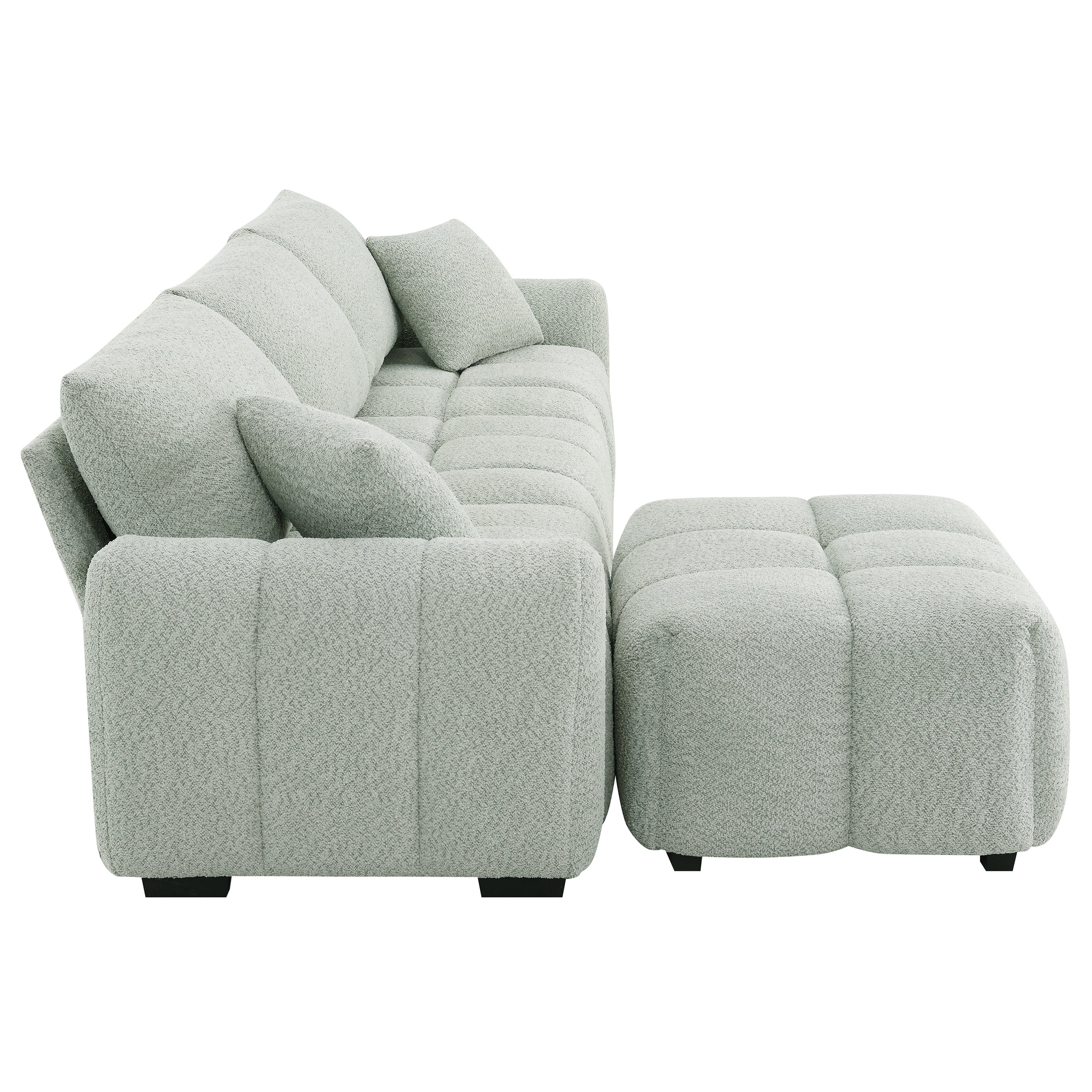 110' Modular Sectional Sofa, L Shape with Extra-large Seat, Pull-line Design, Movable Ottoman, High Density Foam, Free Combination, Sturdy Metal&Wood Frame, Boucle Fabric, 3 Colors