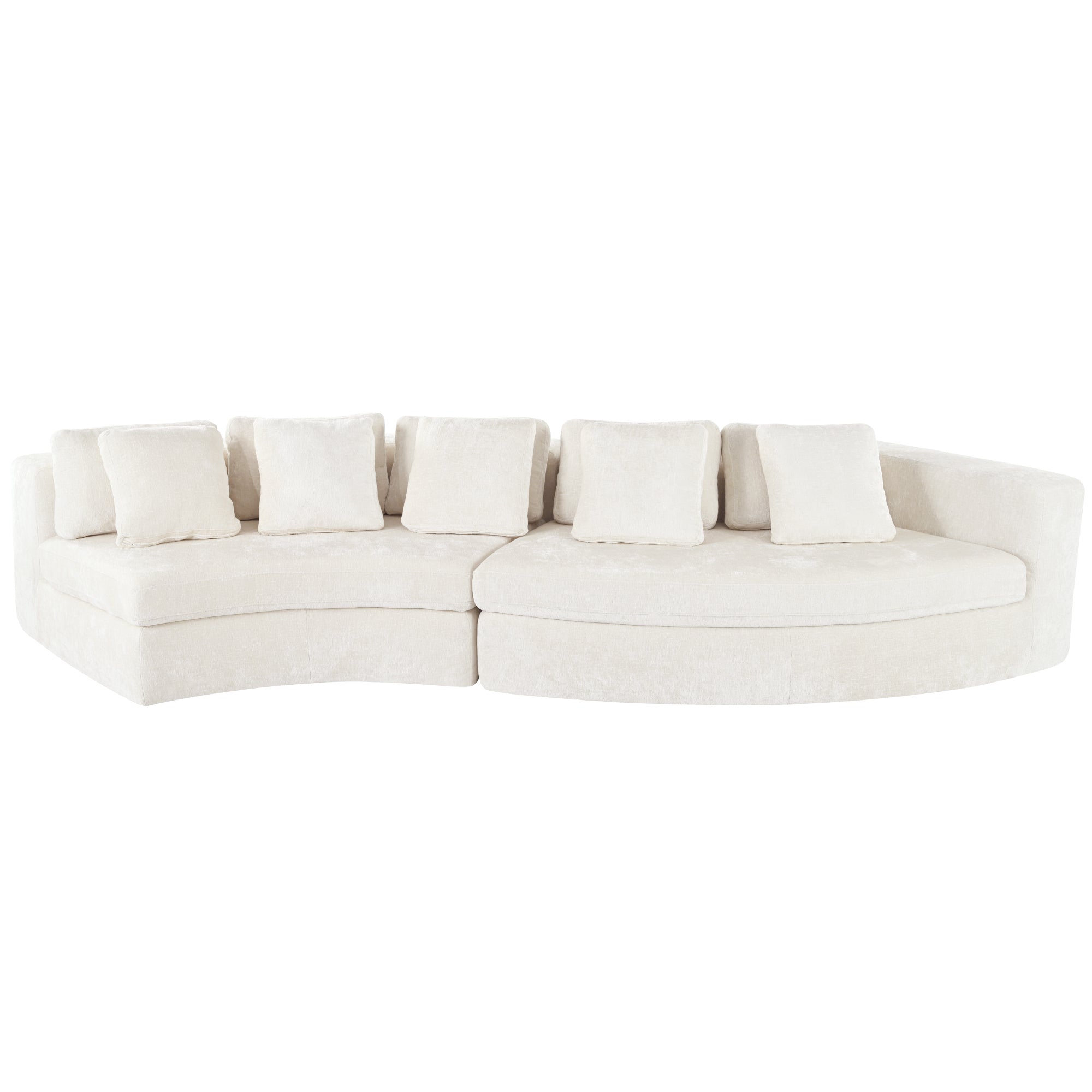 U_Style 115.7' Pure Foam Modular Sofa, 2-Piece Set with 5 Cushions, 4-Seater, Chenille Jacquard Fabric, Curved Design, No Assembly Required, Soft Upholstered Sofa for Living Room & Bedroom