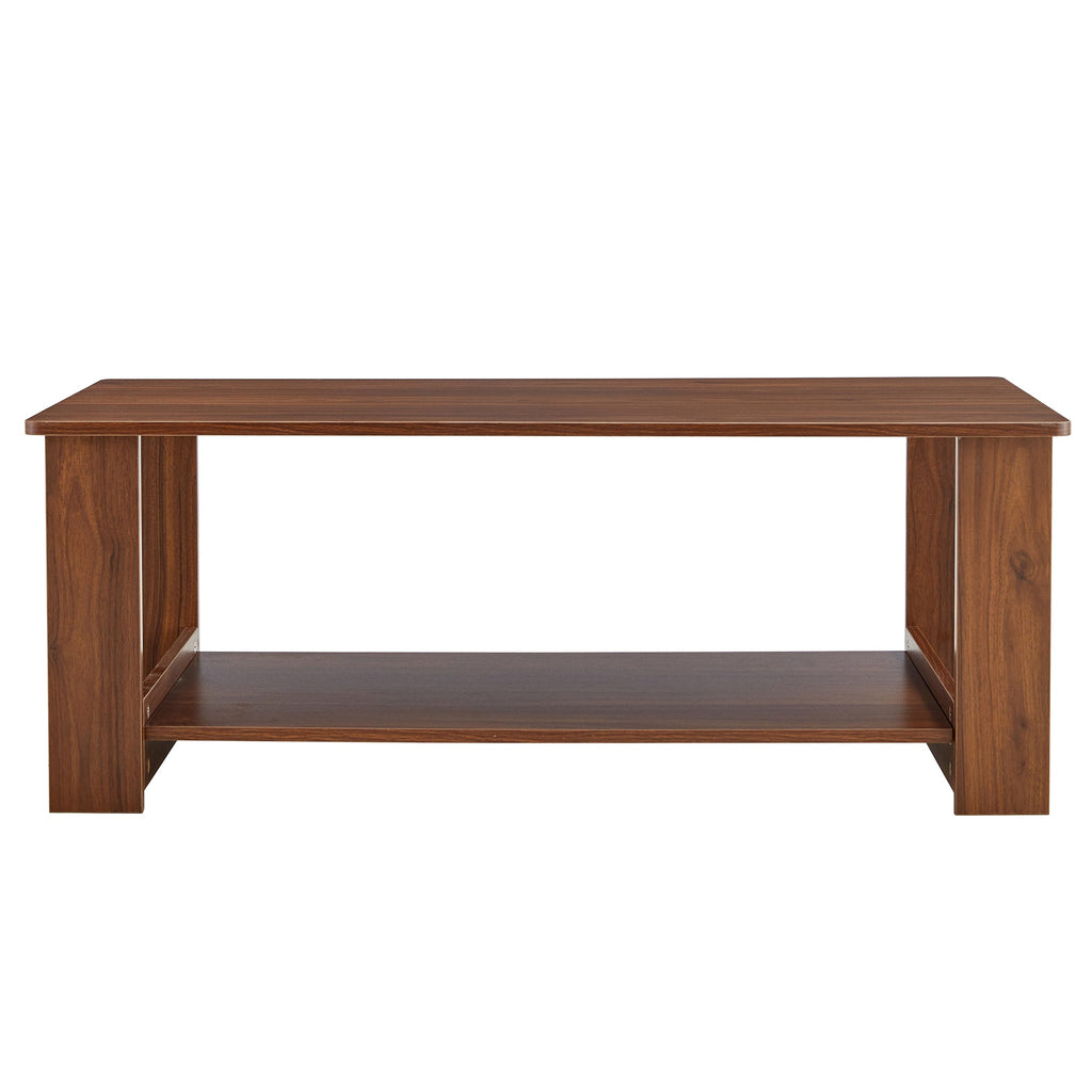 Modern and practical walnut textured coffee tables , tea tables. The double layered coffee table is made of MDF material. Suitable for living room  43.3"*21.6"*16.5"  CT-16