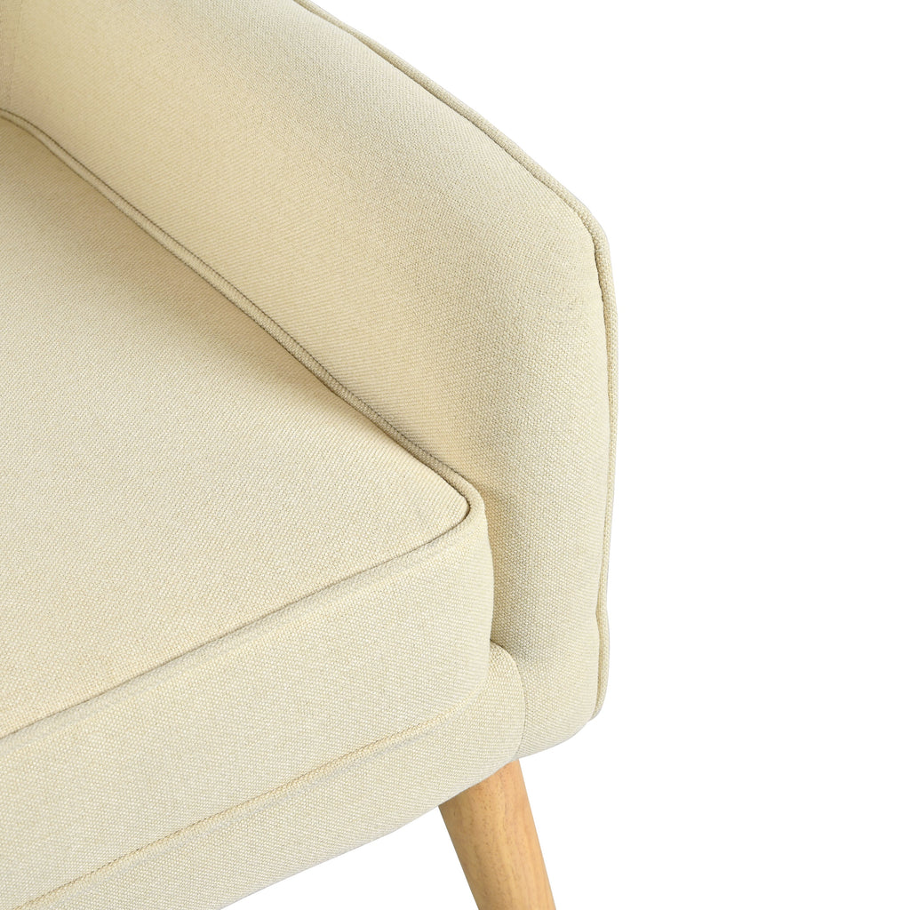 Mid-Century Modern Armchair - Tufted Fabric Accent Chair with Solid Wood Legs for Living Room, Bedroom & Office - Comfortable Polyester Upholstery - Classic Button-Tufted Back & Tapered Design