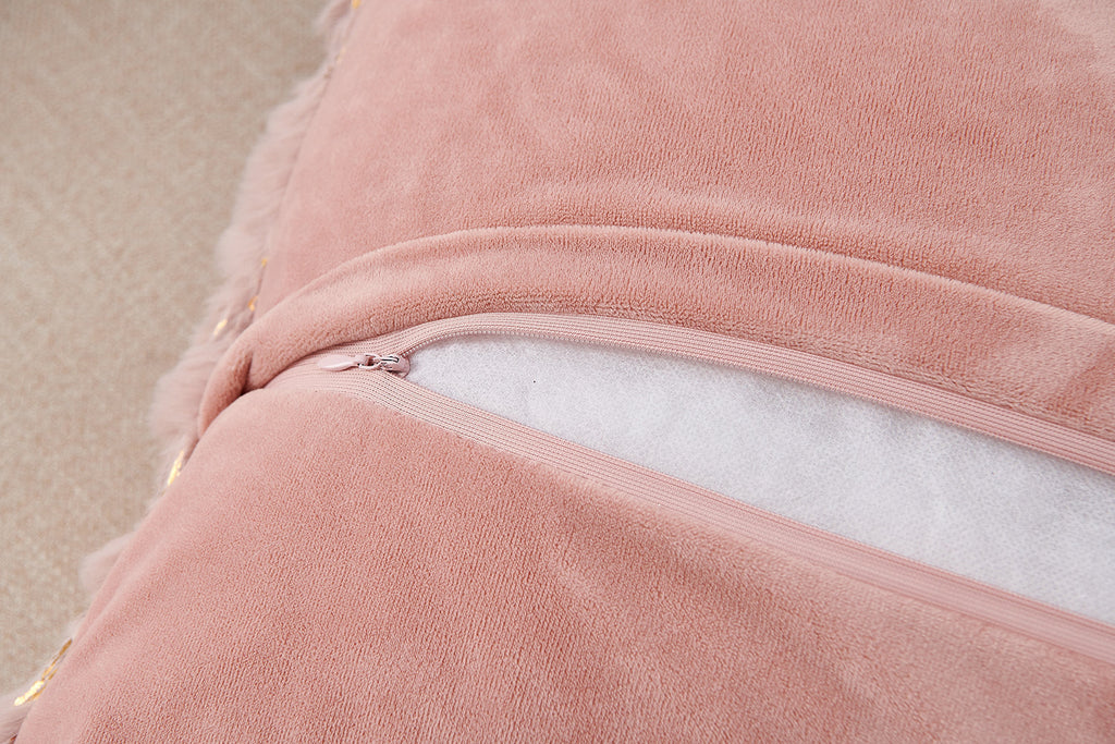Luxury Chinchilla Faux Fur Gilded Dust Pink Pillow (20 In. x 20 In.)
