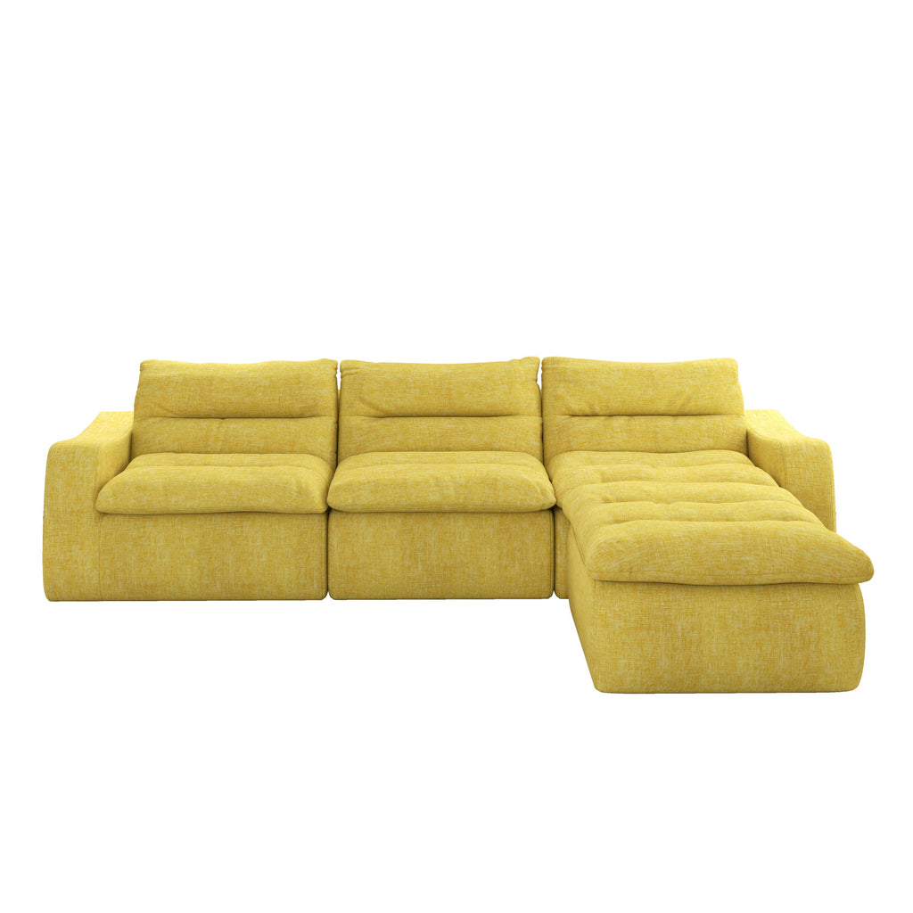 Right sofa seat, L-shaped modular combined sofa, compressed combined sofa, modern lazy style comfortable beanbag sofa-Yellow