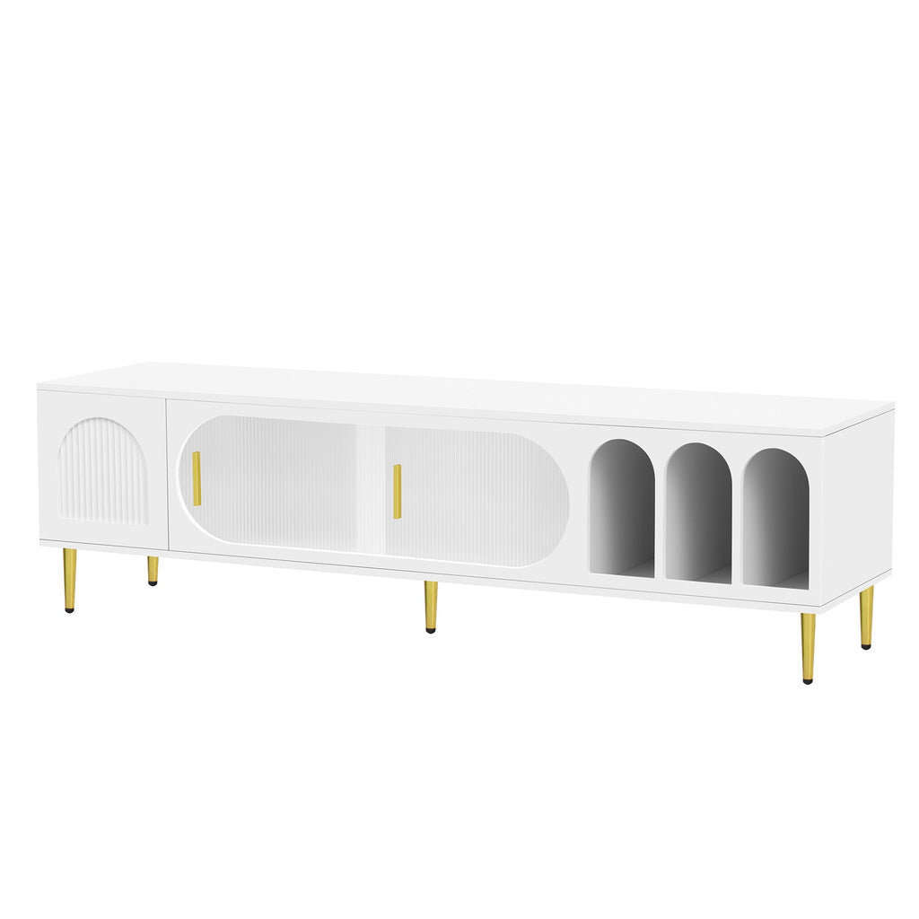 U-Can Modern TV Stand for up to 70 Inch TV, Entertainment Center TV Media Console Table, with 3 Shelves and 2 Cabinets, TV Console Cabinet Furniture for Living Room (Old SKU: WF314645AAK)