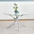 Modern simple glass table, high quality tempered glass metal material, multi-functional office learning table, electroplated square table legs (set of 1)