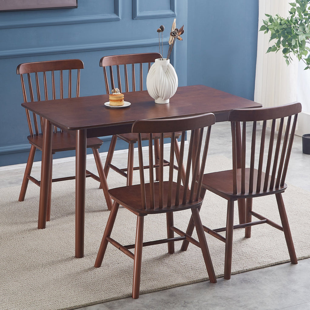 4 pieces of dining chair, Walnut, rubber wood material, dining chair, solid wood chair, solid wood dining table chair, living room chair, simple and natural