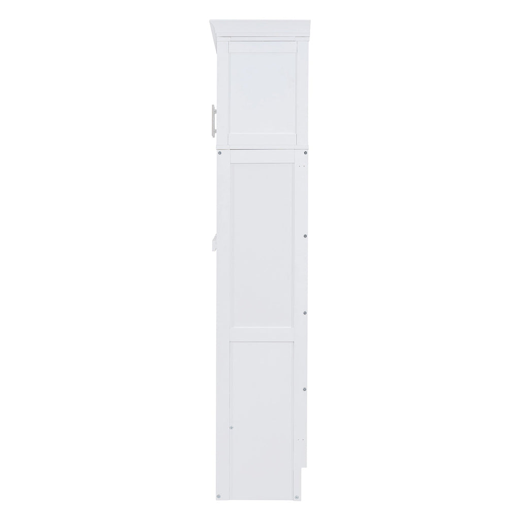 Queen Size Murphy Bed Wall Bed with Top Cabinets,White