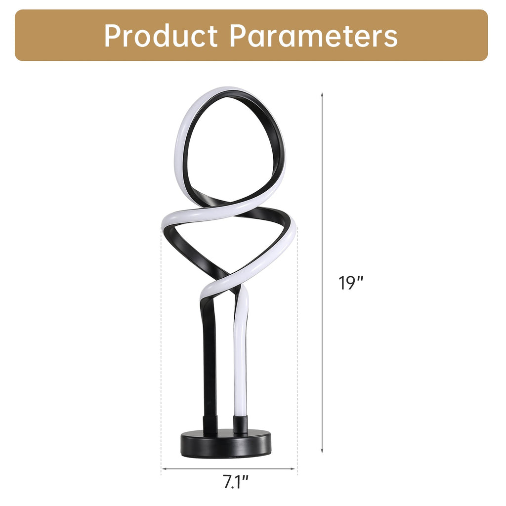 Small Unique Bedside Dimmable LED Table Lamp with Plug, Modern Desk Lamp for Girls Room, Living Room, Dresser