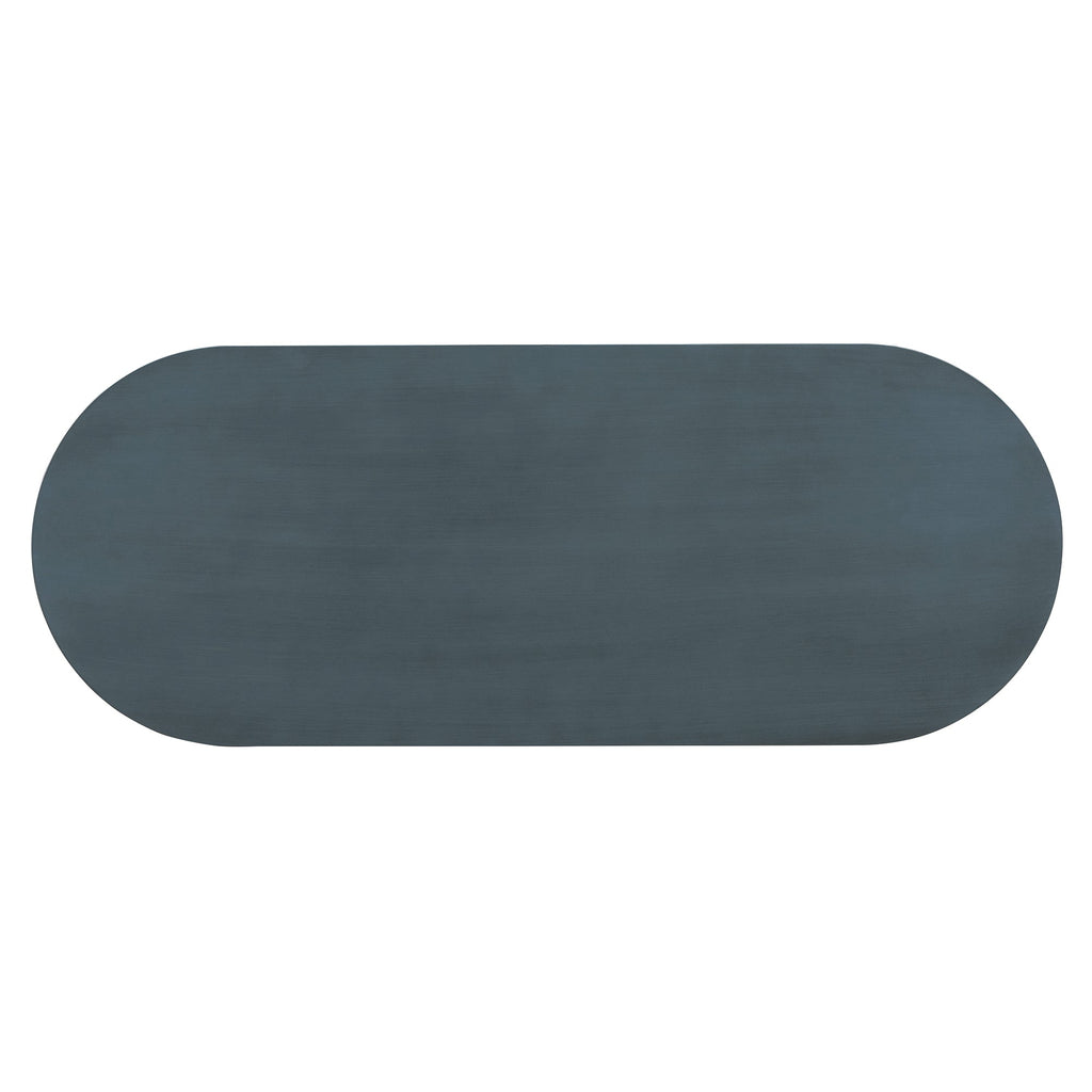 TREXM Elegant Retro Console Table with Curved Design and Smooth Glaze for Entryways, Living Rooms and hallways (Navy)