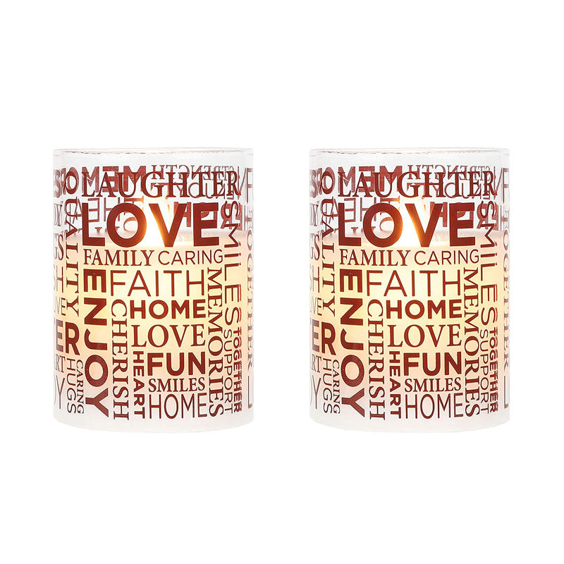 Glass Wax Battery LED Candle ( Set of 2 )