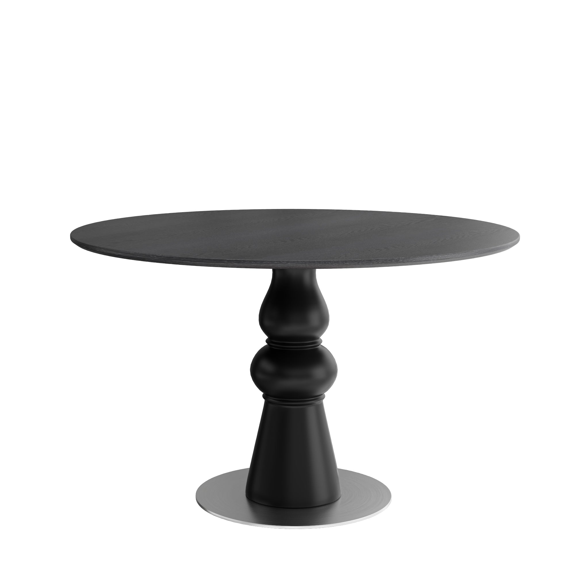 43' Modern Round Dining Table - Black Solid Wood Tabletop, Small Kitchen Table For 2-4 Person