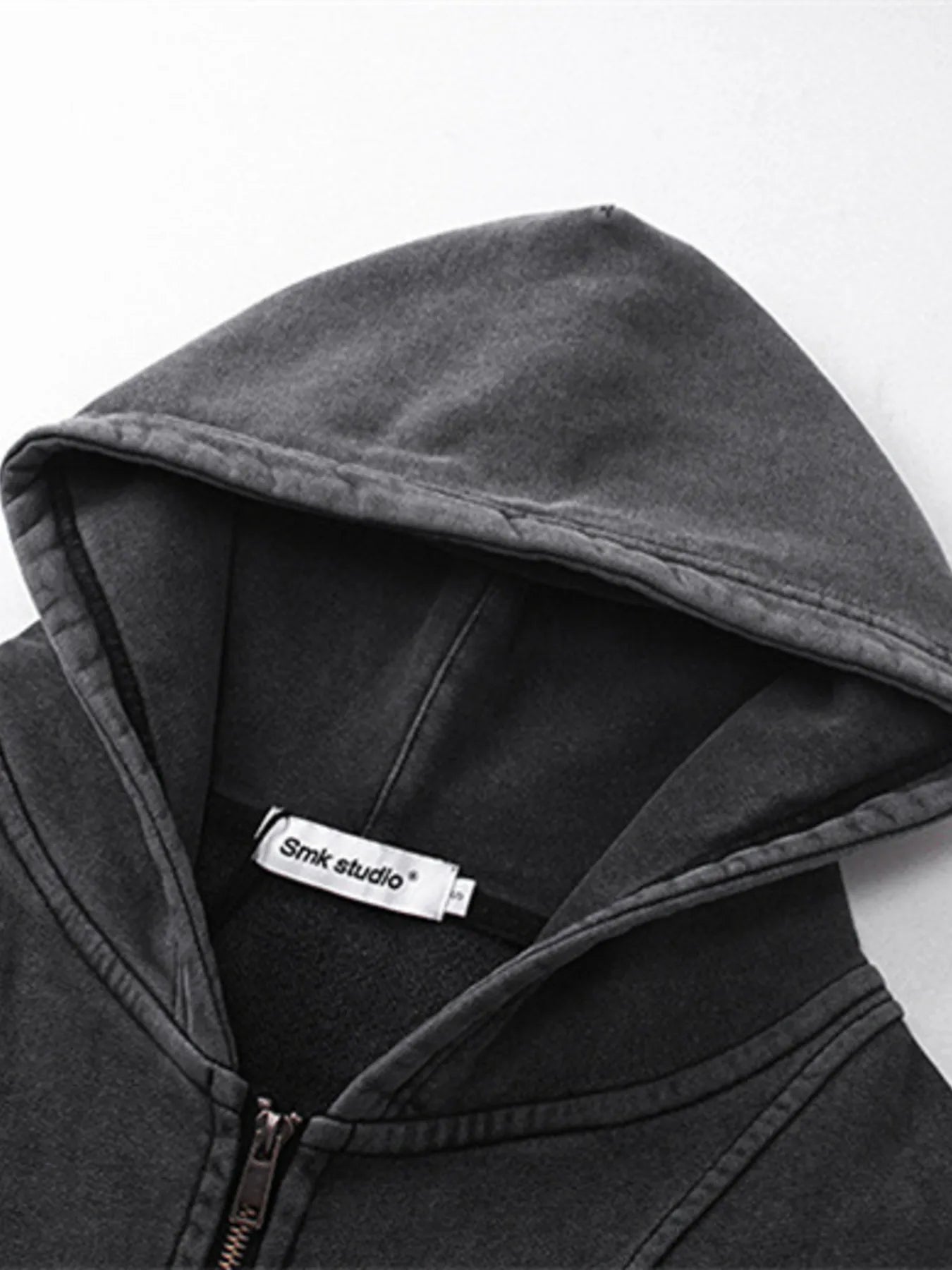 Washed Zip Up Long Sleeve Hooded Jacket