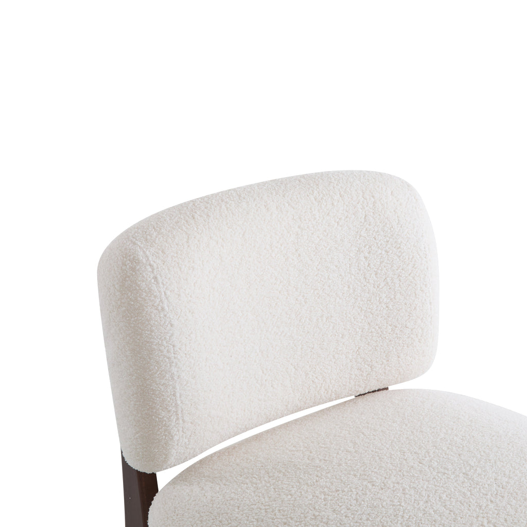 Modern Boucle Lounge Chair with Solid Wood Frame, Soft and Durable Boucle Upholstery, Beige, 25.5'