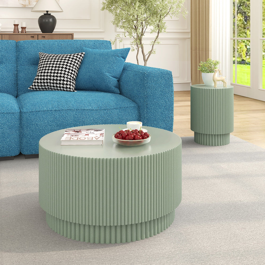 15.72-inch H-barrel coffee table, Nordic style, simple design, suitable for indoor and outdoor use, magnesium oxide material, suitable for living room, bedroom or garden sofa