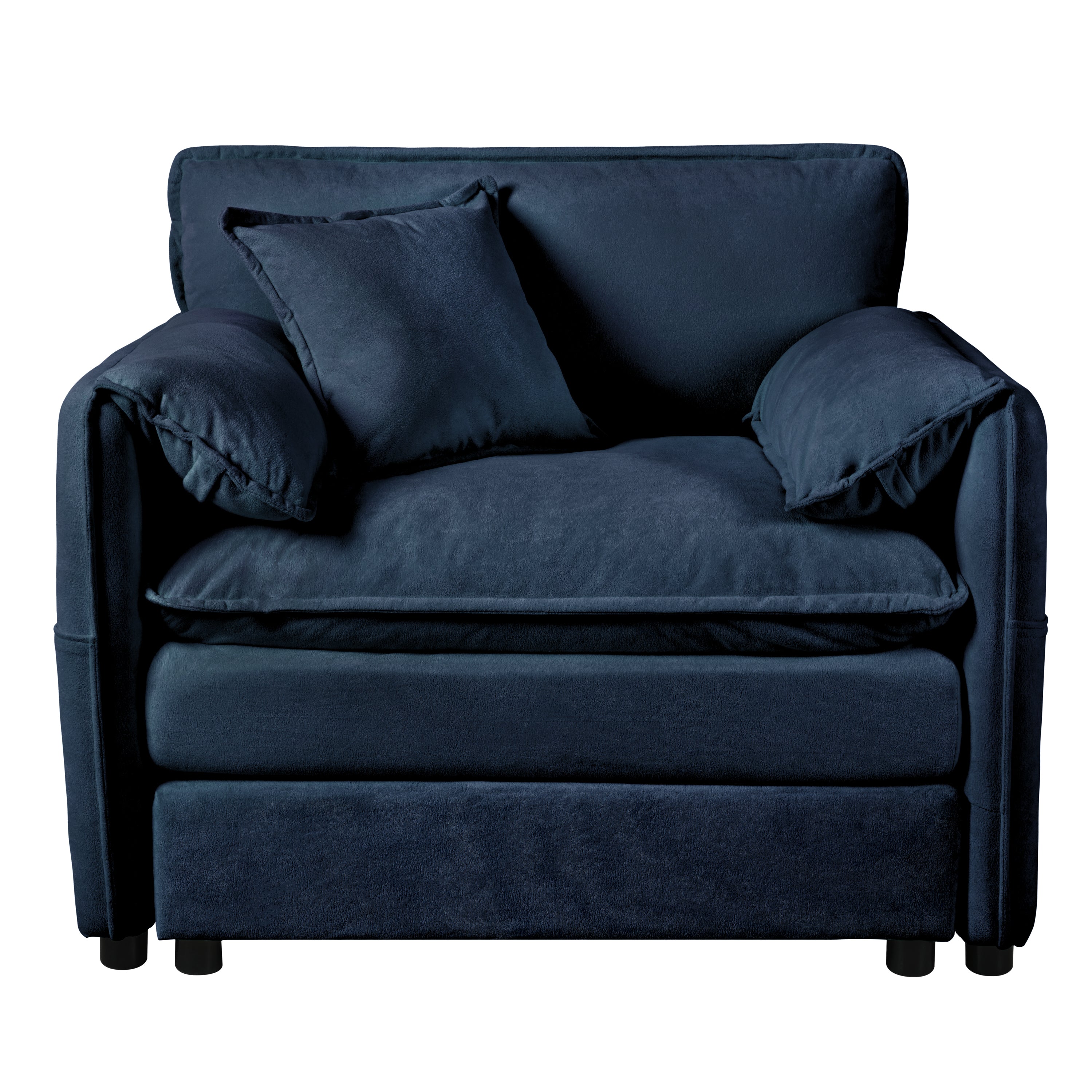 Oversized 57.48' Recliner Chair with Movable Ottoman - Soft Chenille Upholstered Indoor Lounge Chair for Living Room or Bedroom,DIY Combination,Blue