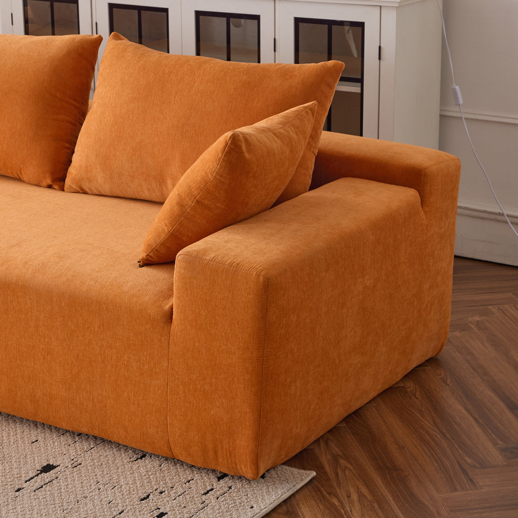 108*68 inch extra-deep modular sofa, cloud sofa, 4-person sofa, sitting and sleeping, living room Chenille modular sofa, no need to assemble, orange