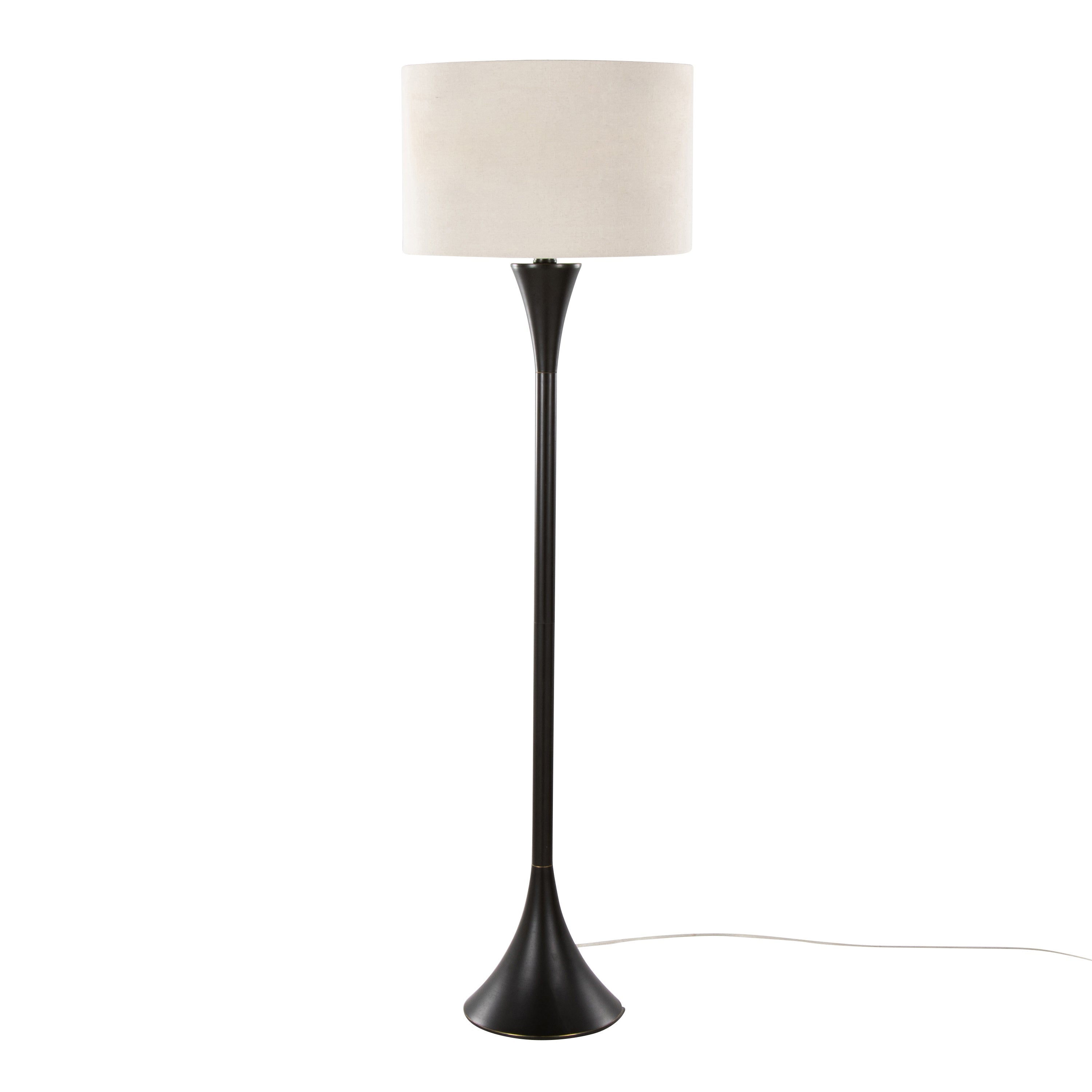 Lenuxe 65' Contemporary Metal Floor Lamp in Oil Rubbed Bronze with Natural Linen Shade from Grandview Gallery by LumiSource