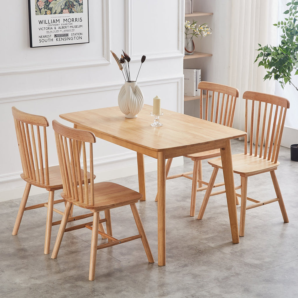 4pieces of dining chair, natural, rubber wood material, dining chair, solid wood chair, solid wood dining table chair, living room chair, simple and natural