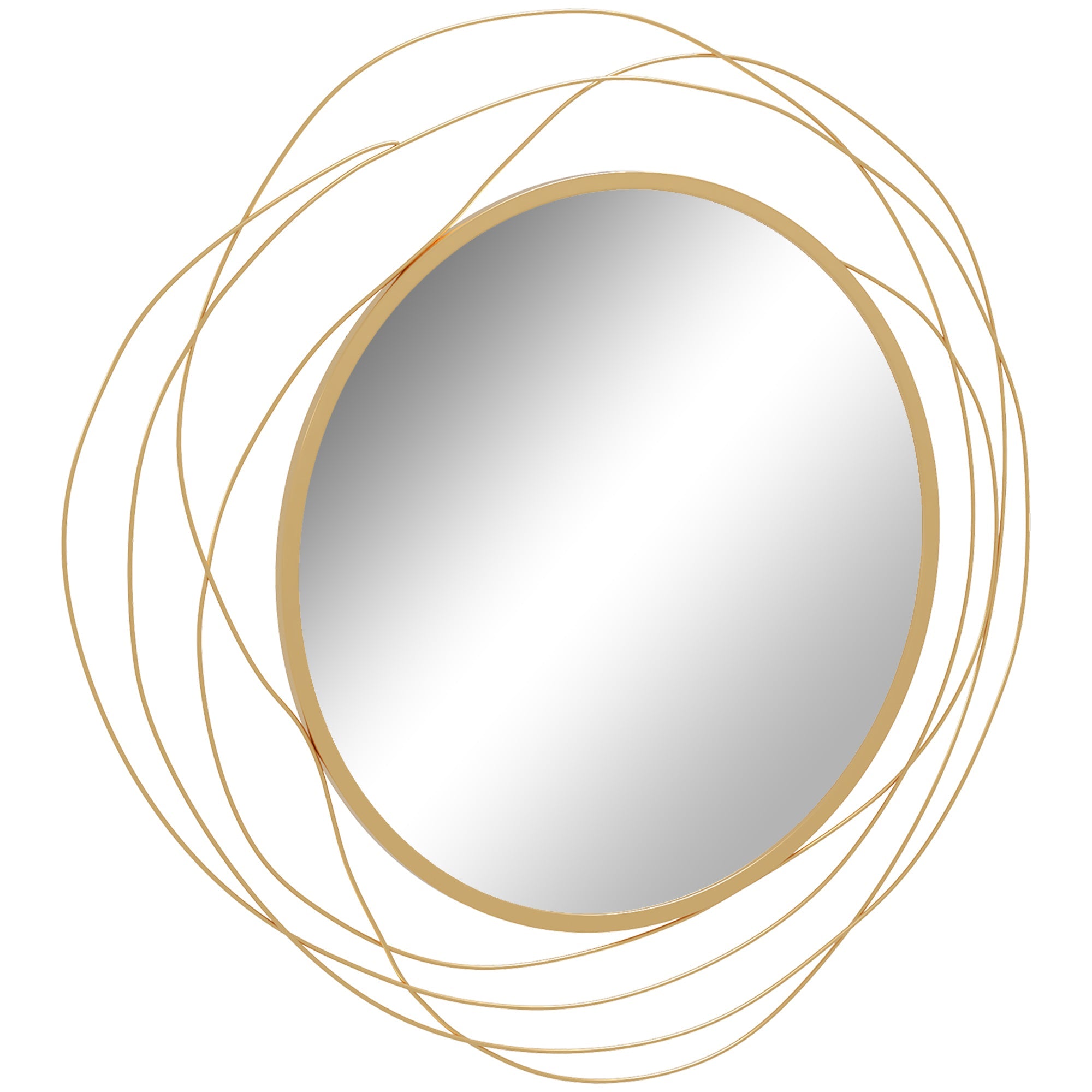 HOMCOM Metal Wall Art Modern Mirror Decor Home Hanging Wall Sculptures for Living Room Bedroom Dining Room, Gold
