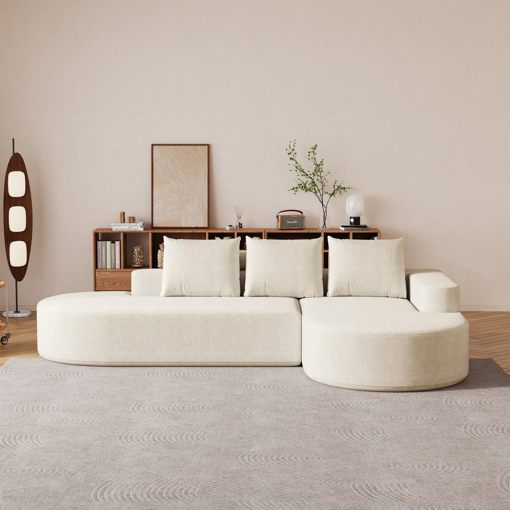 Modern Curved sofa ,Chenille Upholstered Sectional Sofa Couch Set,Modular 108.5' L Shaped Sectional Living Room Sofa Set With 3 Pillows,Free Combination Sofa Couch for Living Room,Bedroom