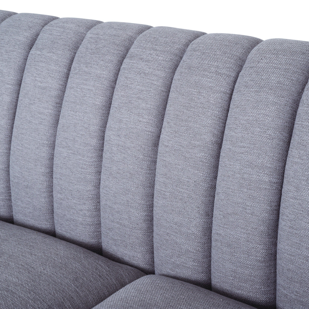Contemporary 3-Seater Sofa with Plush Accents and Button Tufted Diamond Stitching in Grey Fabric