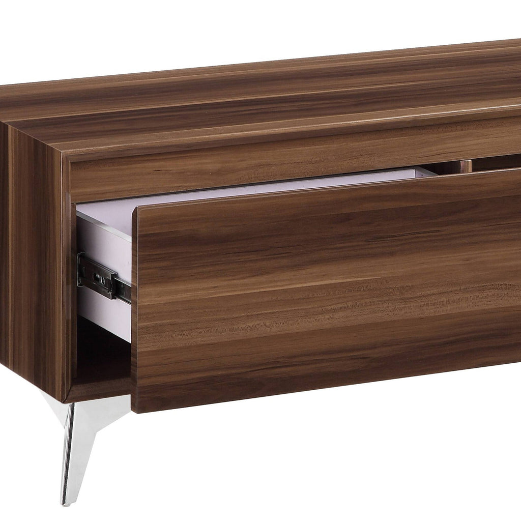 Raceloma Walnut & Chrome Finish TV Stand (w/ LED)