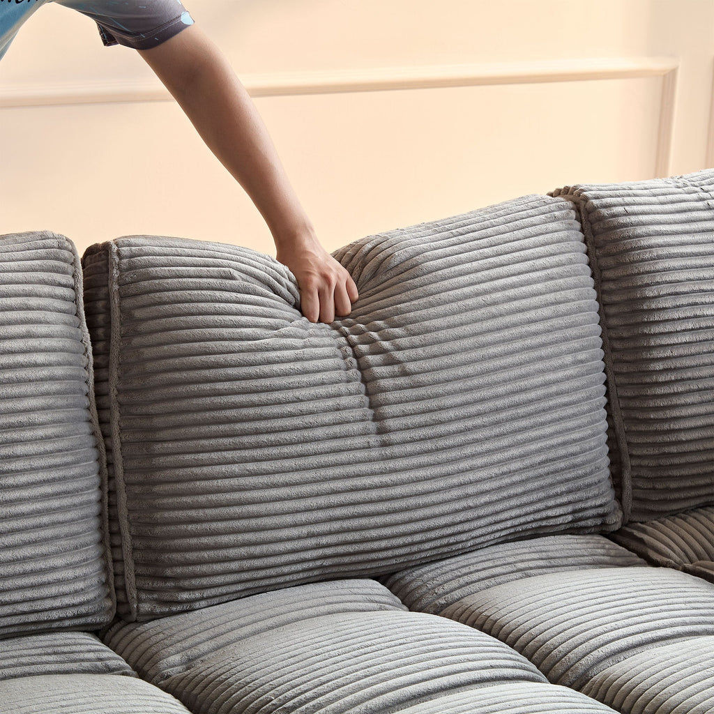 4 Seats(complimentary 2 pillows),Oversized Sectional Sofa,L Shaped Corner Couch with Detachable Seat & Back Cushion, Corduroy Upholstery Convertible Sleeper Sofa&Couch for Living Room