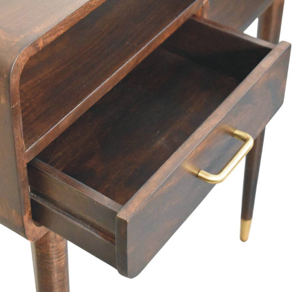 Solid Wood Apollo Loop Console Desk,Brown with 2-Drawers,1-shelf