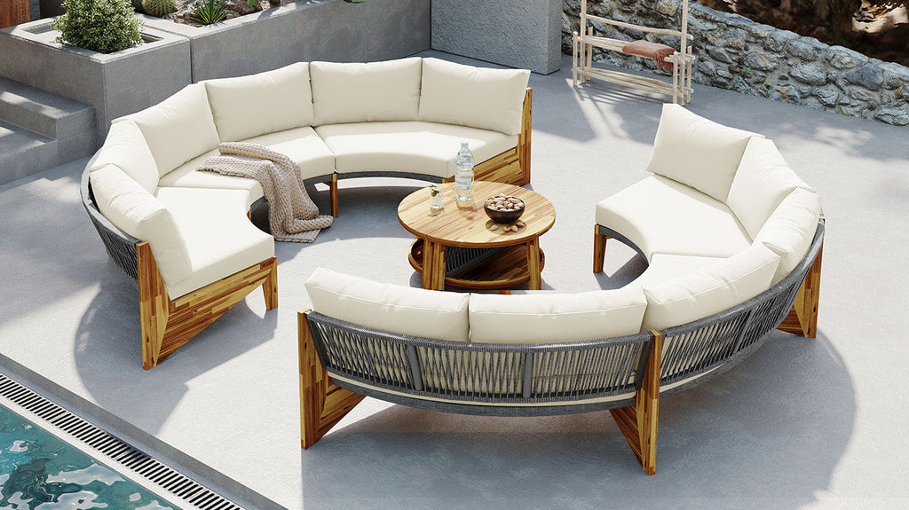 U_STYLE 6 - Person Outdoor Seating Group with Cushions and A Coffee Table(old sku:WY000379AAA)