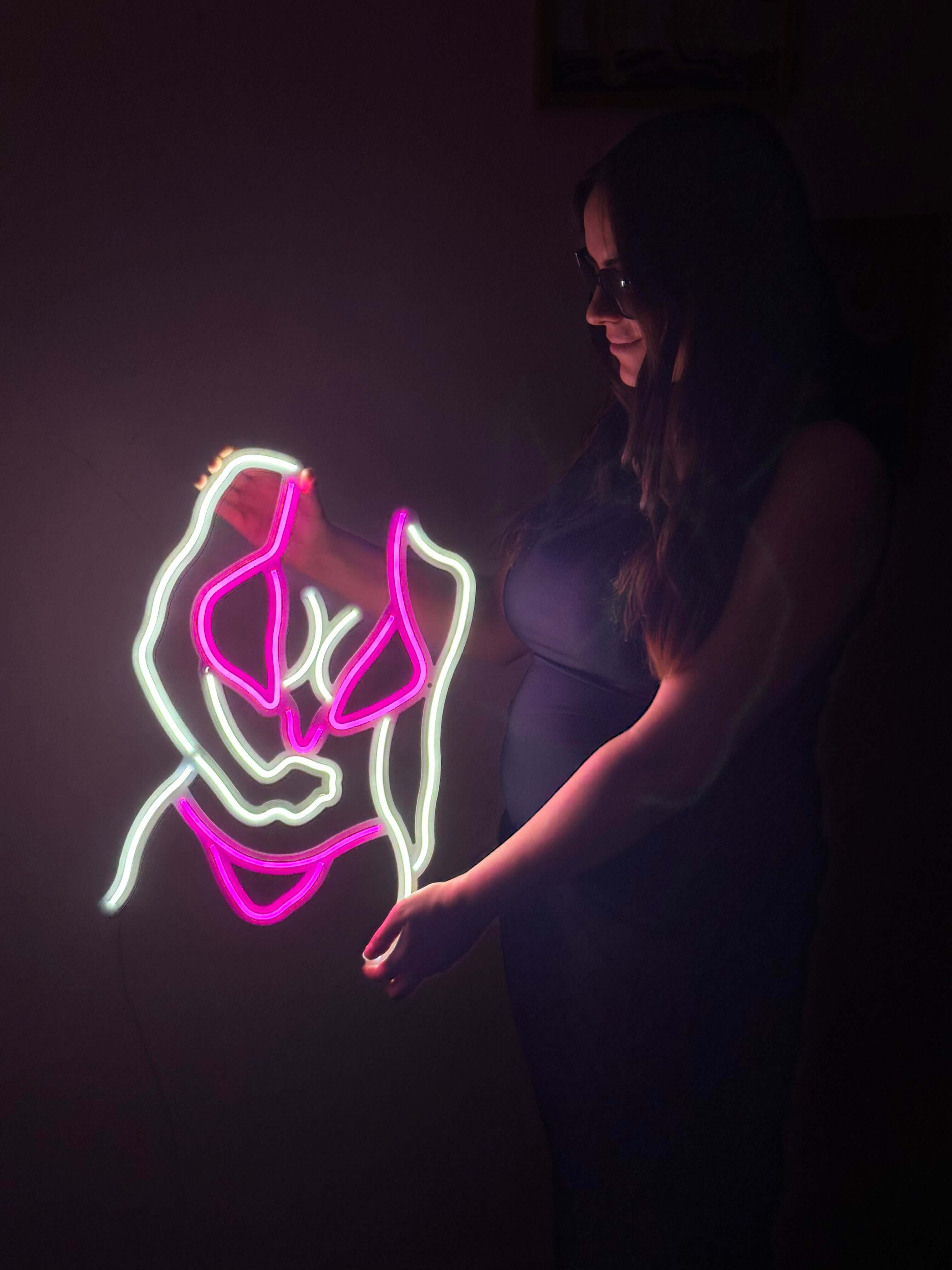 Bikini Girl Neon Metal Sign