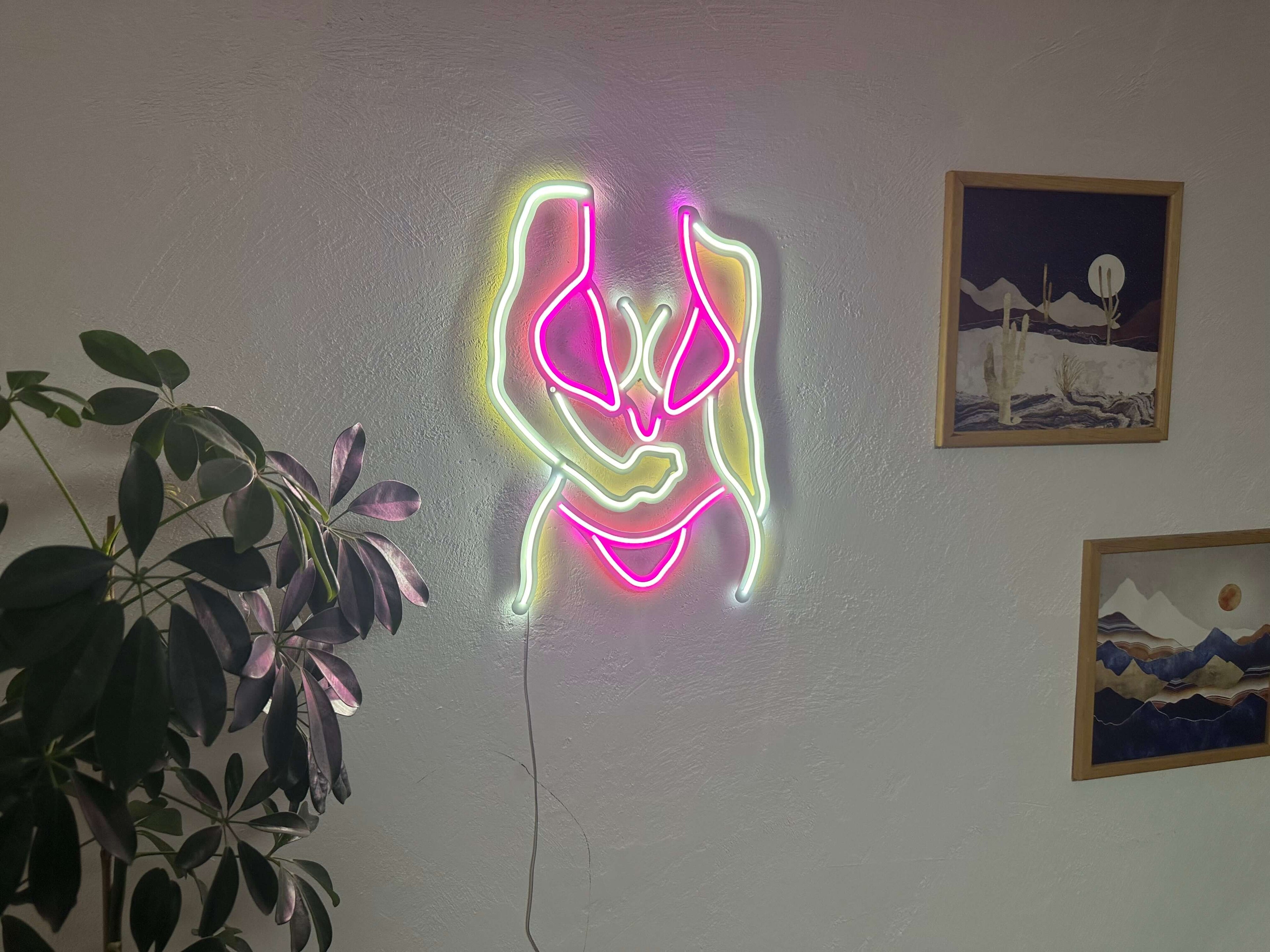 Bikini Girl Neon Metal Sign