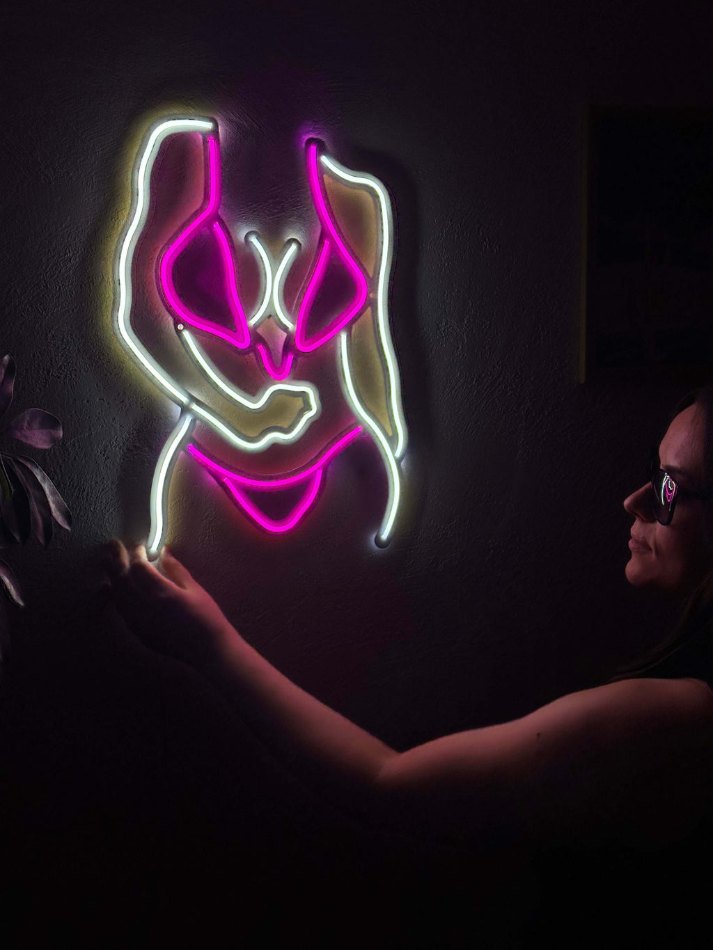 Bikini Girl Neon Metal Sign