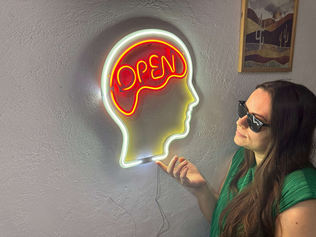 Open Mind Neon Metal Sign