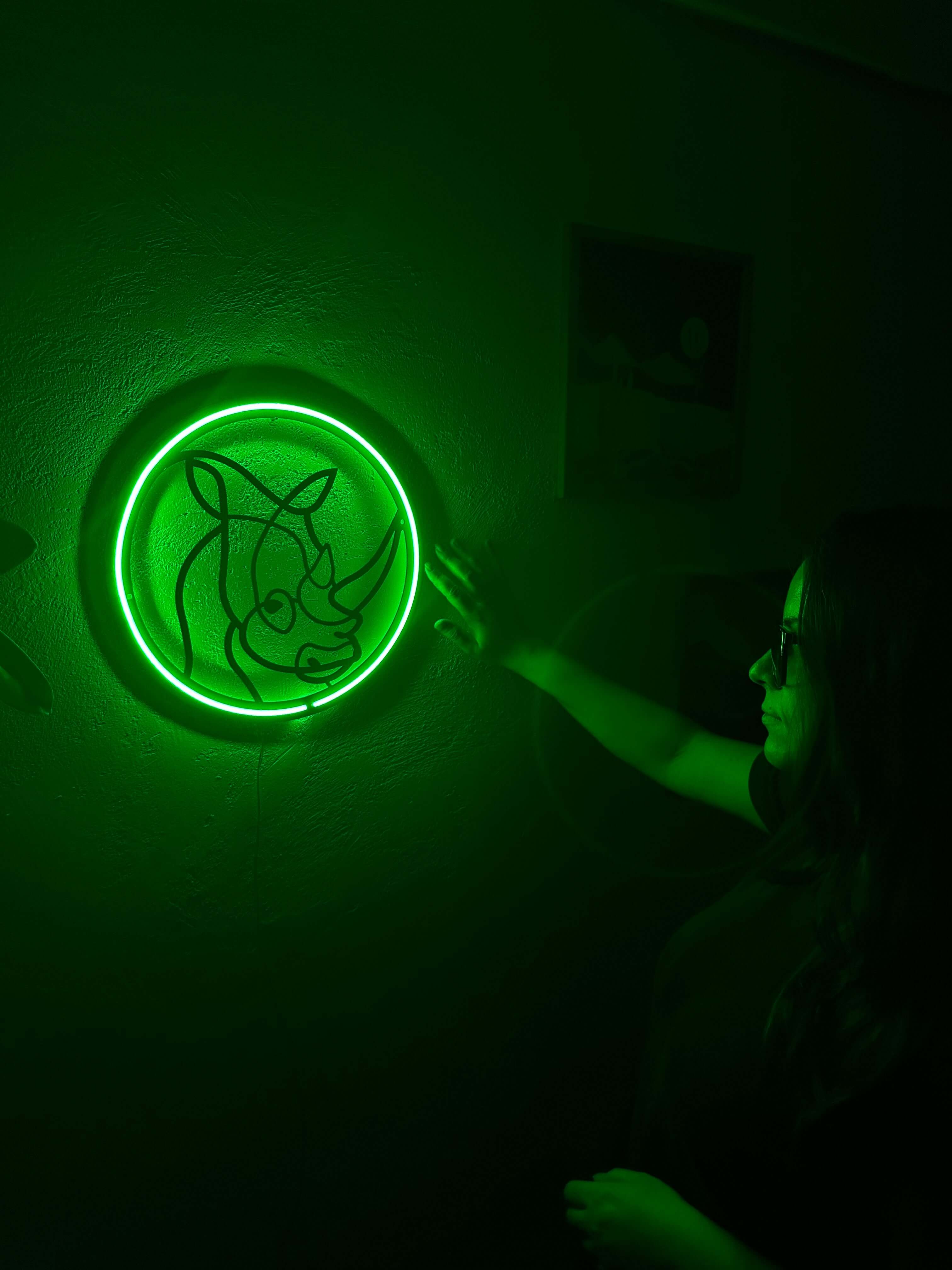 Rhino Neon Metal Sign