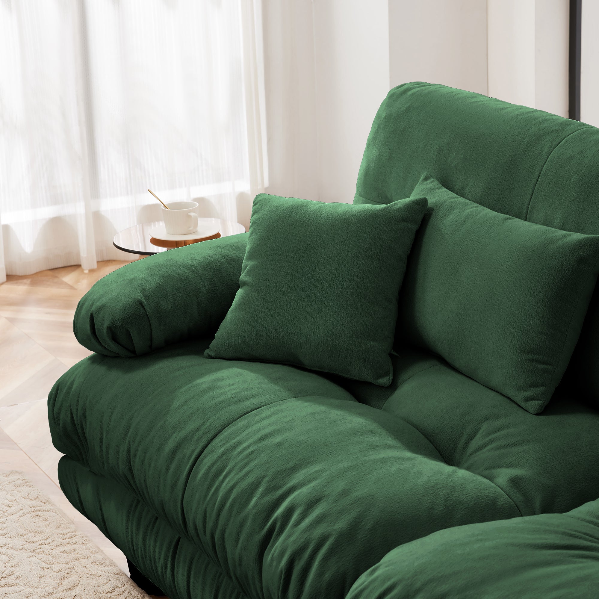 Free Combination Modular Sectional Sofa,U Shaped Couch for Living Room, 4-Seater Comfy Cloud Couch with 2 Ottomans, Chenille Green