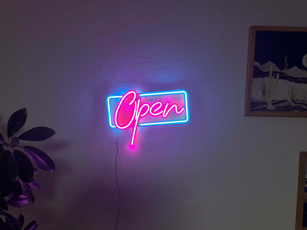 Open Neon Metal Sign