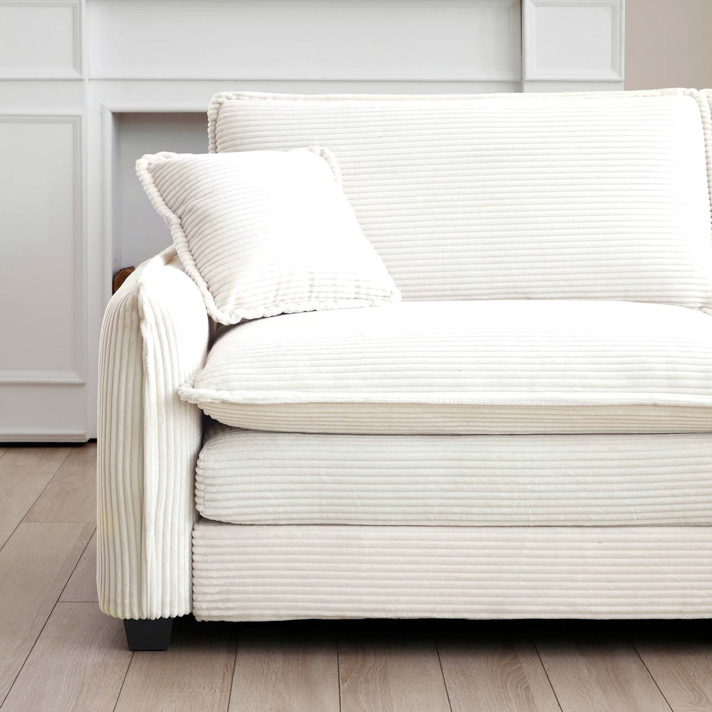 Modern Living Room Sofa 3 Pieces Set, Two 2-Seater Sofas and One 3-Seater Sofas, Upholstery Large Deep Seat Sofa with sofat Cushion and Pillowss, Beige Corduroy