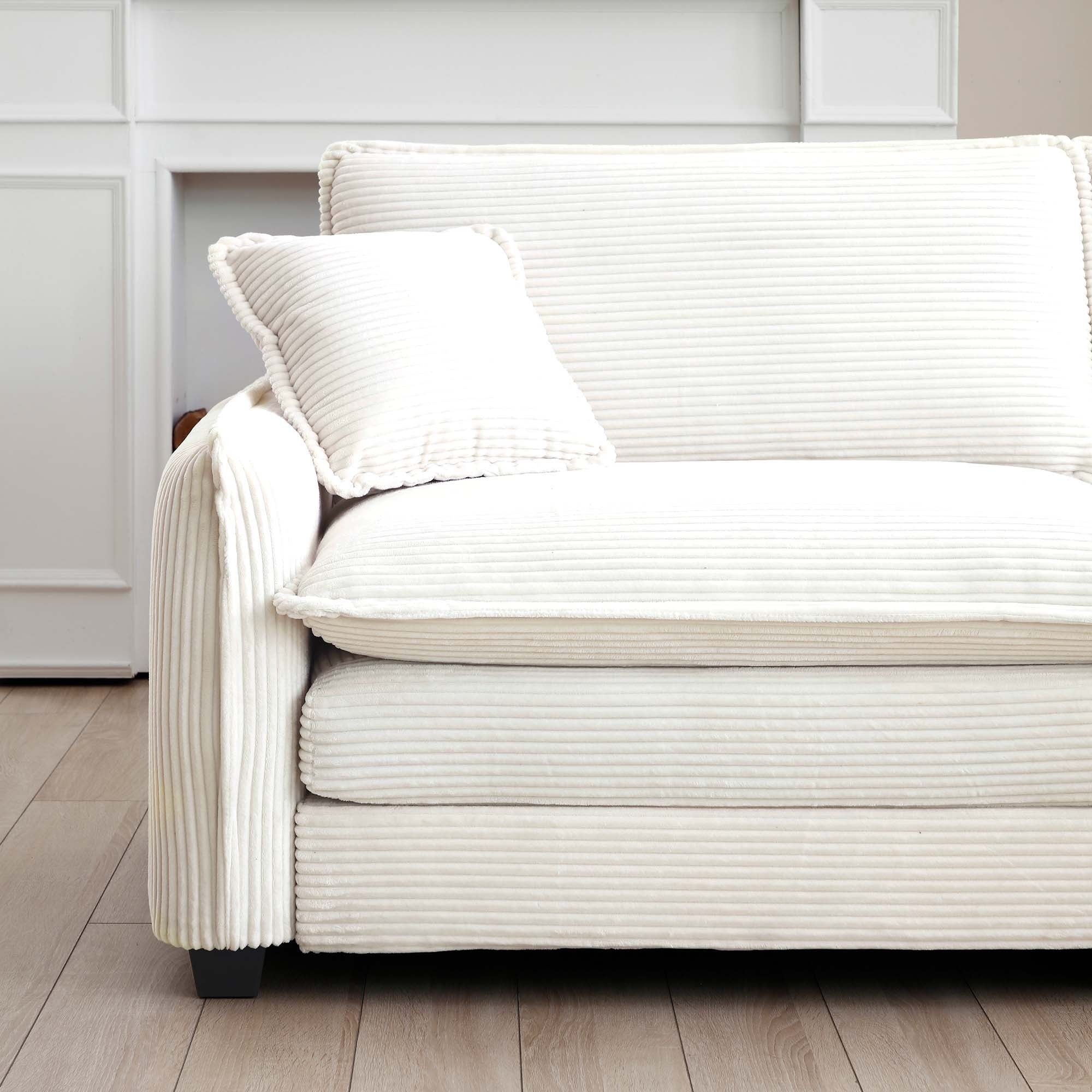 Modern Living Room Sofa 3 Pieces Set, Two 2-Seater Sofas and One 3-Seater Sofas, Upholstery Large Deep Seat Sofa with sofat Cushion and Pillowss, Beige Corduroy